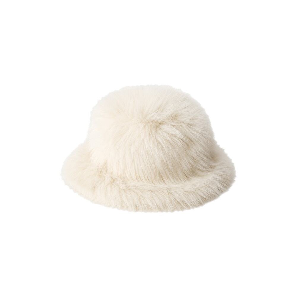 Free People x Unreal Fur Ice Queen Faux Fur Bucket Hat Ivory NWT